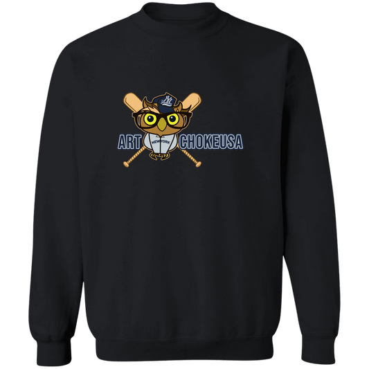 ArtichokeUSA Character and Font design. New York Owl. NY Yankees Fan Art. Let's Create Your Own Team Design Today. Crewneck Pullover Sweatshirt