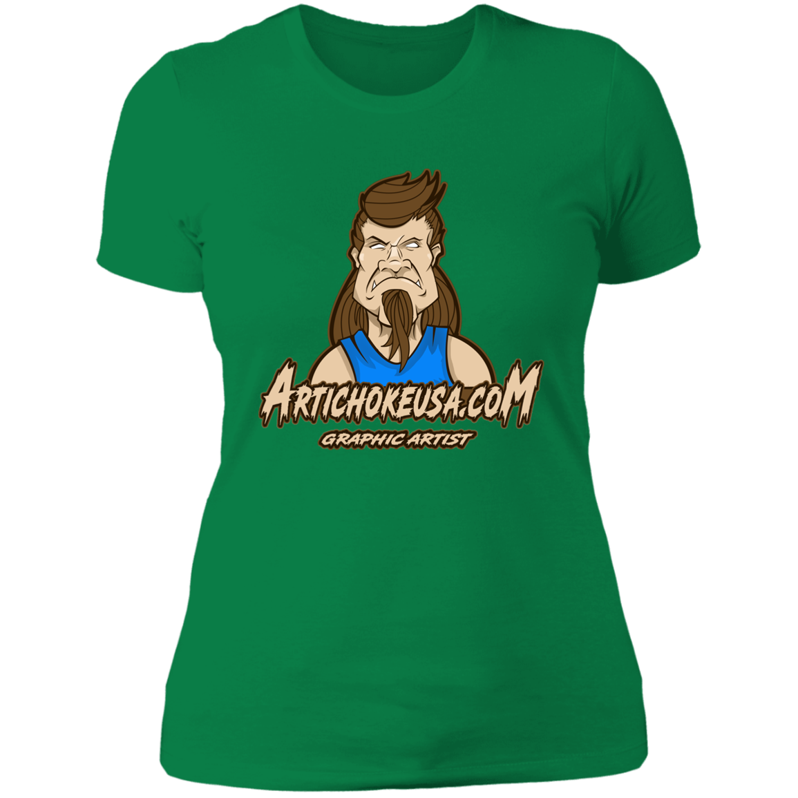 ArtichokeUSA Character and Font design. Let's Create Your Own Team Design Today. Mullet Mike. Ladies' Boyfriend T-Shirt