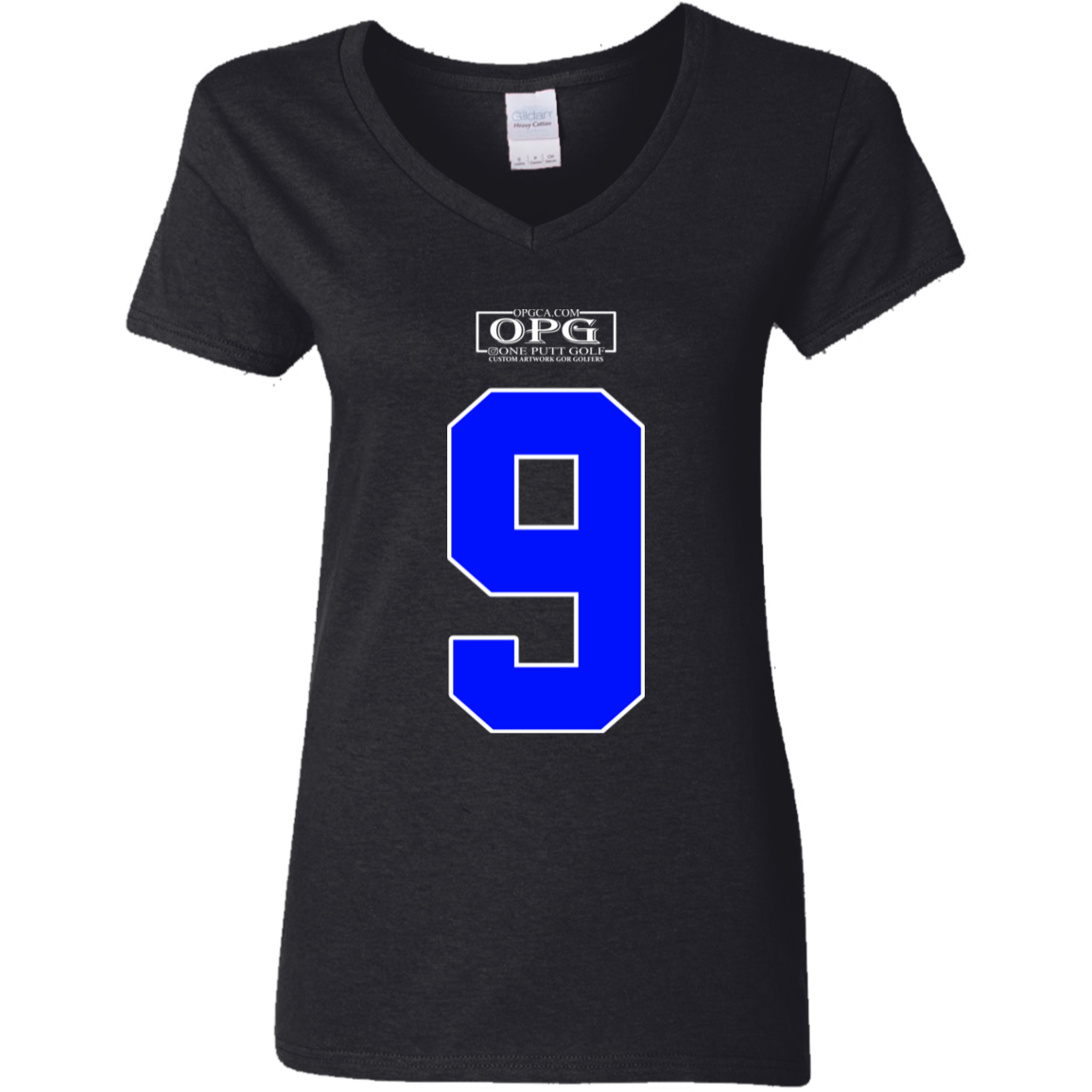 OPG Custom Design #17. Back 9. Ladies' 100% Cotton V-Neck T-Shirt