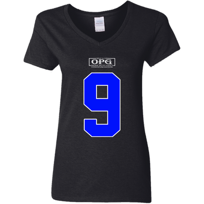 OPG Custom Design #17. Back 9. Ladies' 100% Cotton V-Neck T-Shirt