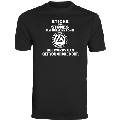 Artichoke Fight Gear Custom Design #19. Sticks and Stones. Youth Moisture-Wicking Tee