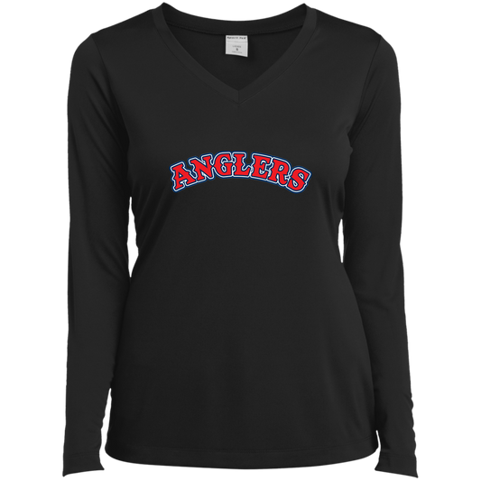 ArtichokeUSA Custom Design. Anglers. Southern California Sports Fishing. Los Angeles Angels Parody. Ladies’ Long Sleeve Performance V-Neck Tee