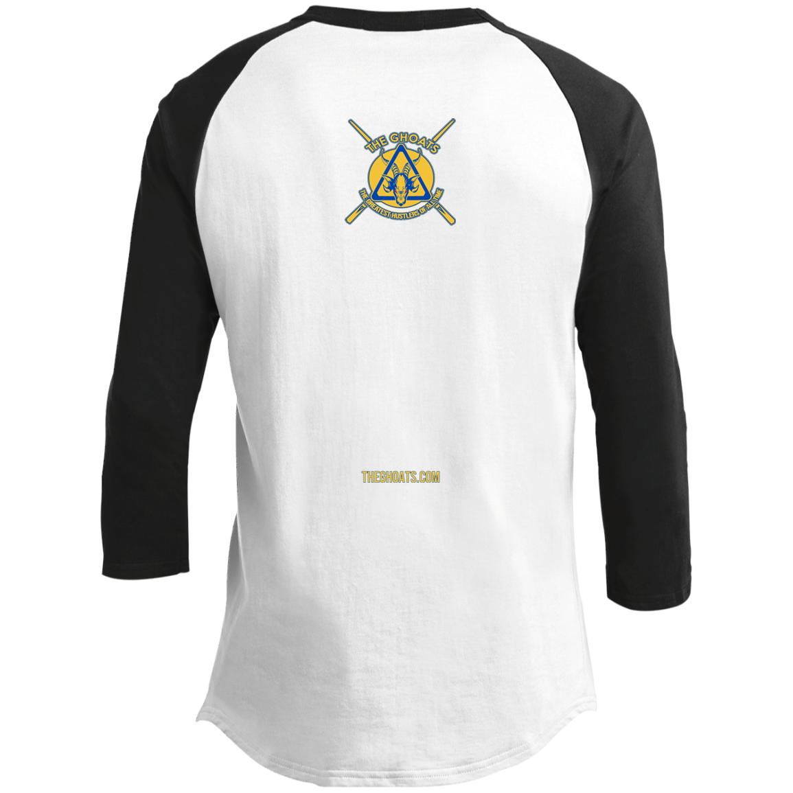 The GHOATS Custom Design. #12 GOLDEN STATE HUSTLERS.	Youth 3/4 Raglan Sleeve Shirt