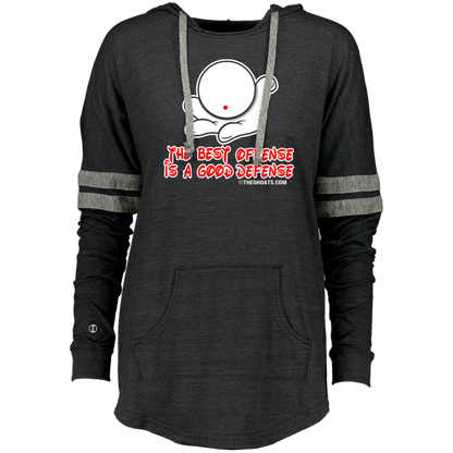 The GHOATS Custom Design. #5 The Best Offense is a Good Defense. Ladies Hooded Low Key Pullover