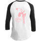 OPG Custom Design #10. Lady on Front / Flag Pole Dancer On Back. Youth 3/4 Raglan Sleeve Shirt