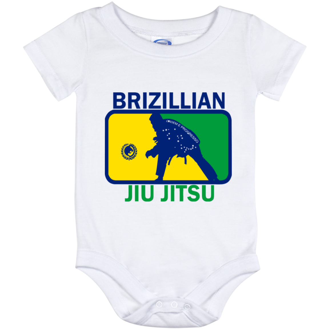 Artichoke Fight Gear Custom Design #5. BJJ MLB Brazil Flag Colors. Parody v2. Baby Onesie 12 Month