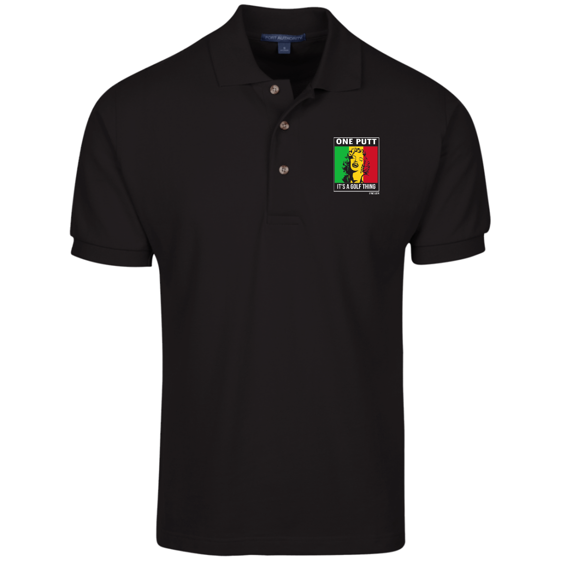 OPG Custom Design #22. One Putt / One Love Parody with Fan Art. Female Edition. Cotton Pique Knit Polo