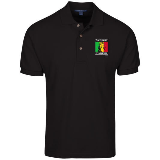 OPG Custom Design #22. One Putt / One Love Parody with Fan Art. Female Edition. Cotton Pique Knit Polo