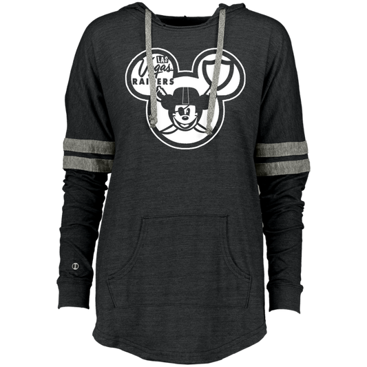 ArtichokeUSA Custom Design. Las Vegas Raiders & Mickey Mouse Mash Up. Fan Art. Parody. Ladies Hooded Low Key Pullover