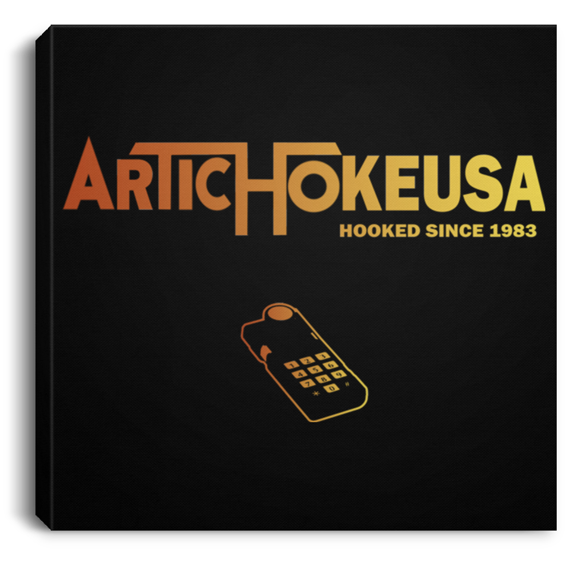 ArtichokeUSA Custom Design #63. Hooked (On Gaming) Since 1983. Activision Parody. Square Canvas .75in Frame