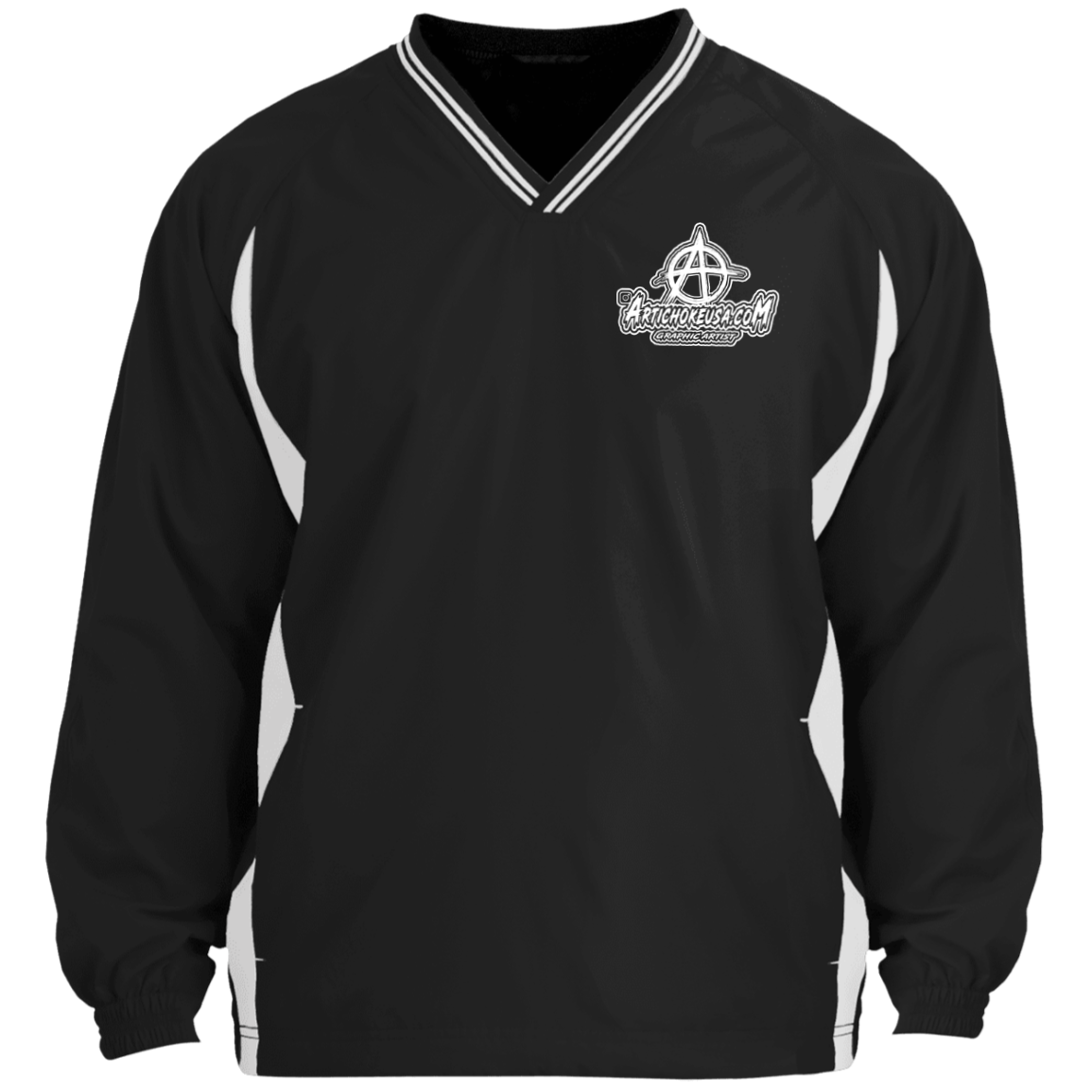 Embroidered Tipped V-Neck Windshirt