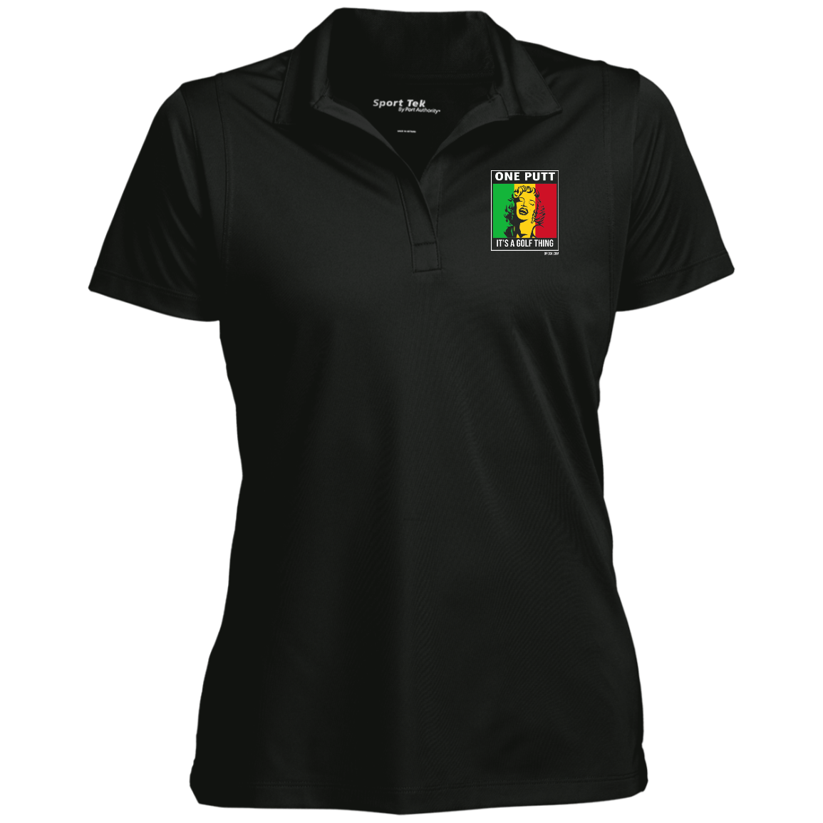 OPG Custom Design #22. One Putt / One Love Parody with Fan Art. Female Edition. Ladies' Micropique Sport-Wick® Polo
