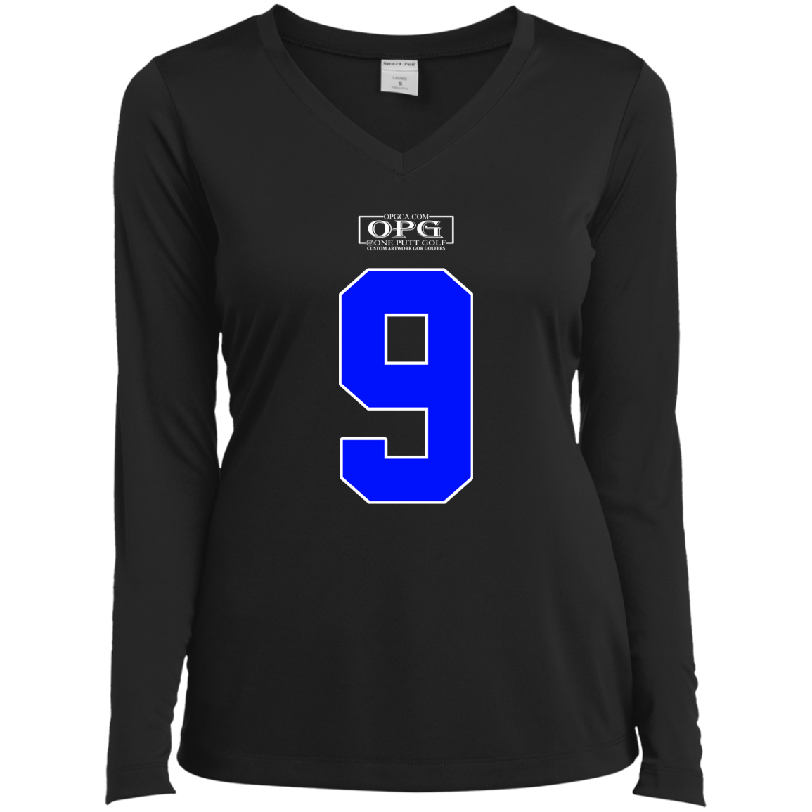 OPG Custom Design #17. Back 9. Ladies’ Long Sleeve Performance V-Neck Tee