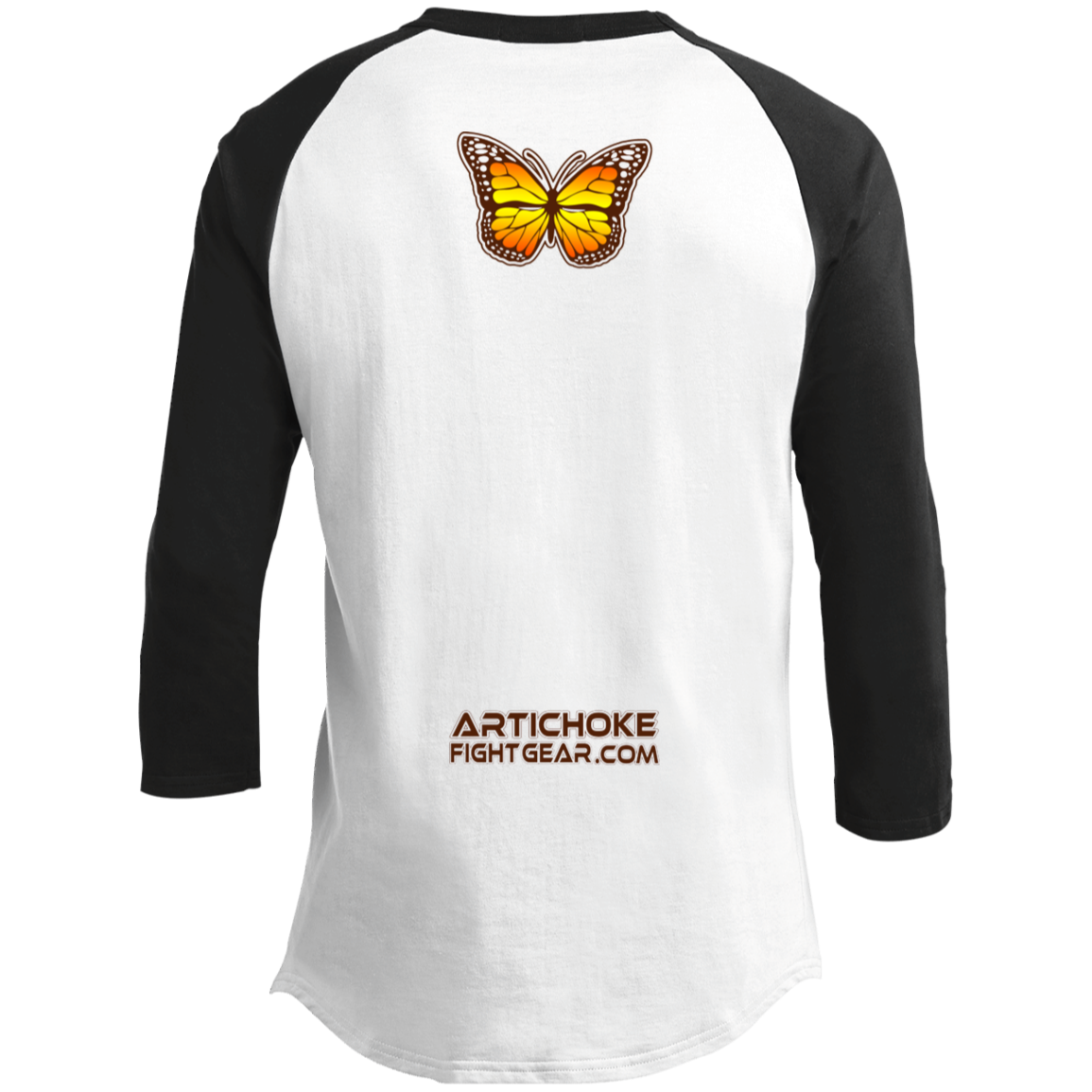 Artichoke Fight Gear Custom Design #6. Lepidopterology (Study of butterflies). Butterfly Guard. 3/4 Raglan Sleeve Shirt