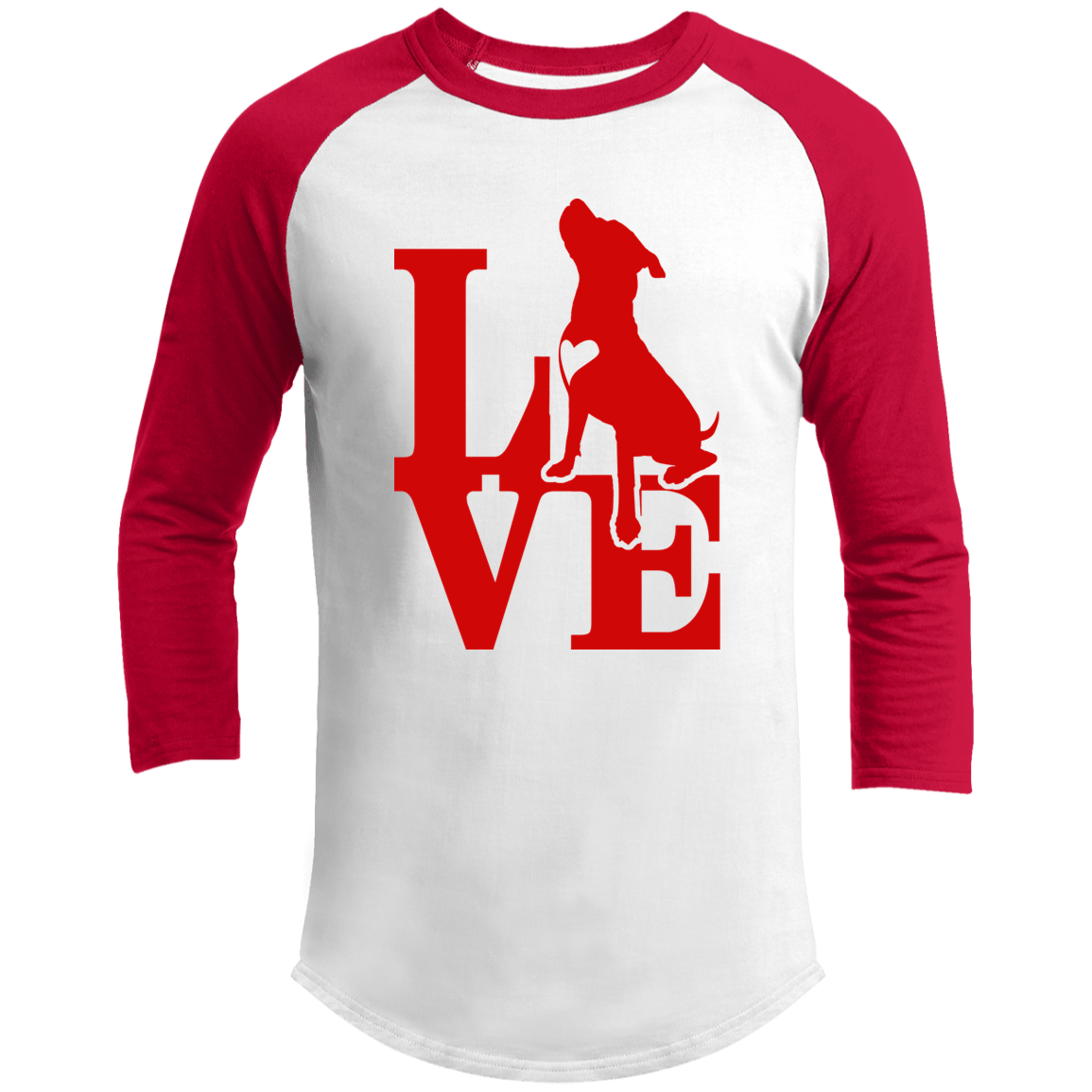 ArtichokeUSA Custom Design. Pitbull Love. Men's 3/4 Raglan Sleeve Shirt