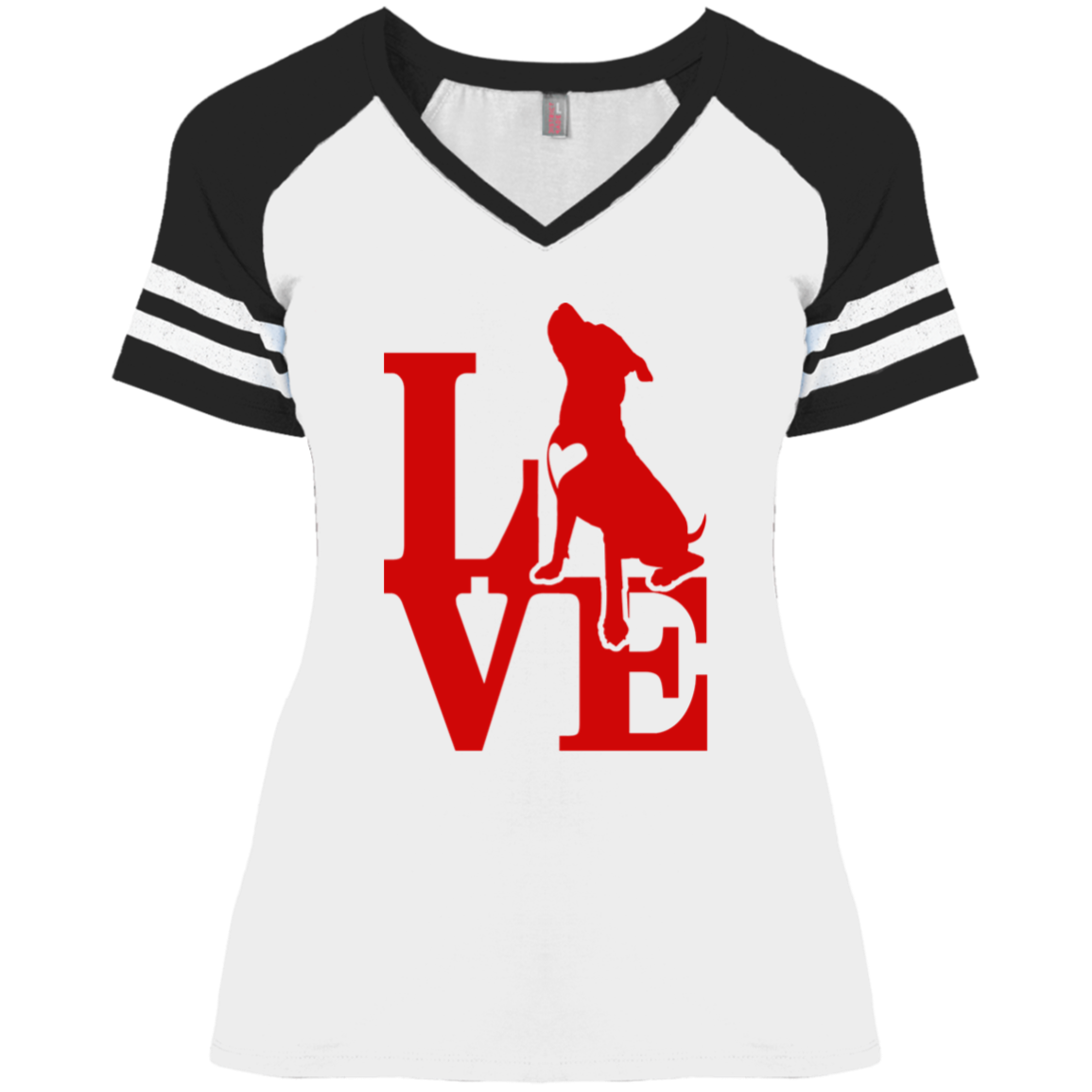 ArtichokeUSA Custom Design. Pitbull Love. Ladies' Game V-Neck T-Shirt