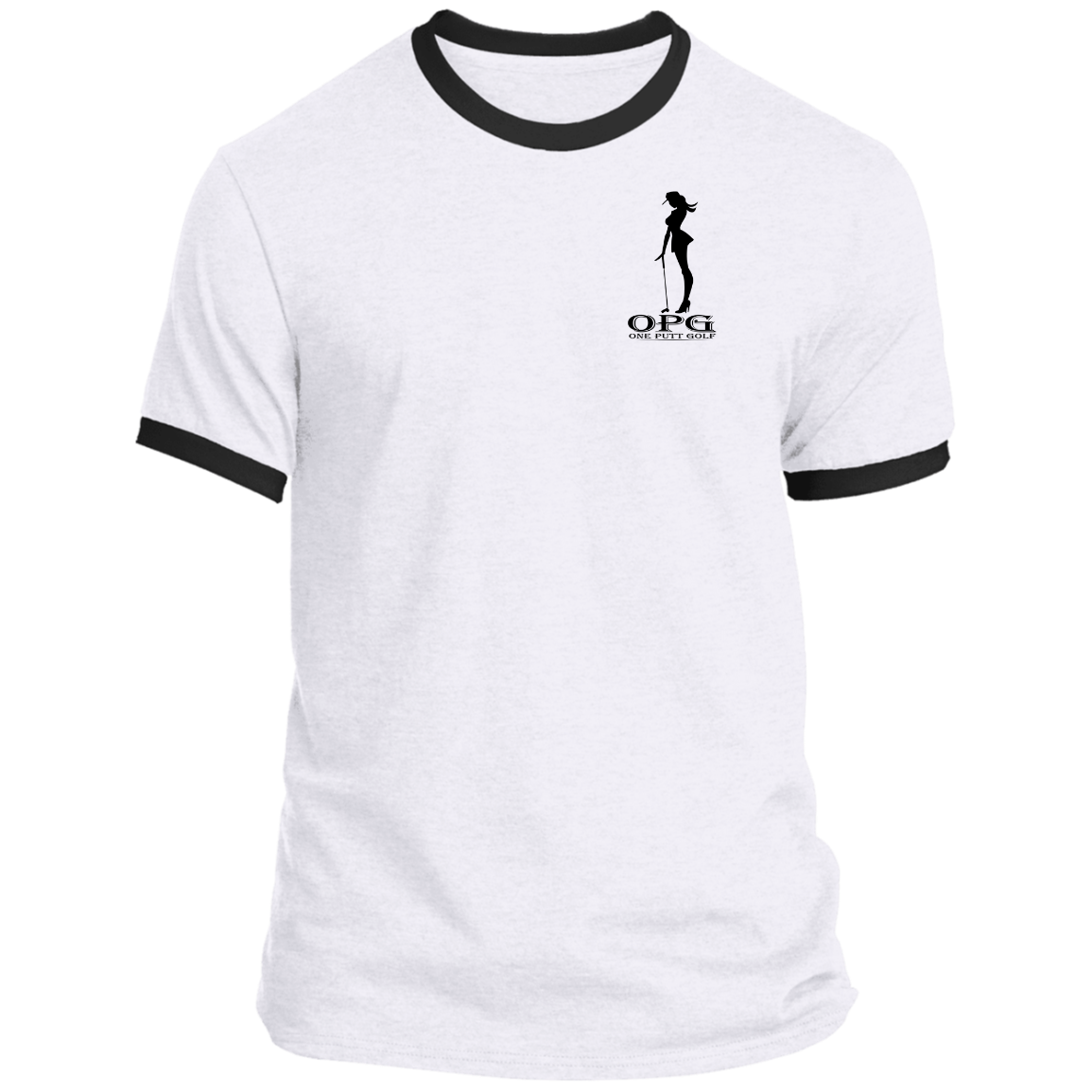 OPG Custom Design #10. Lady on Front / Flag Pole Dancer On Back. Ringer Tee