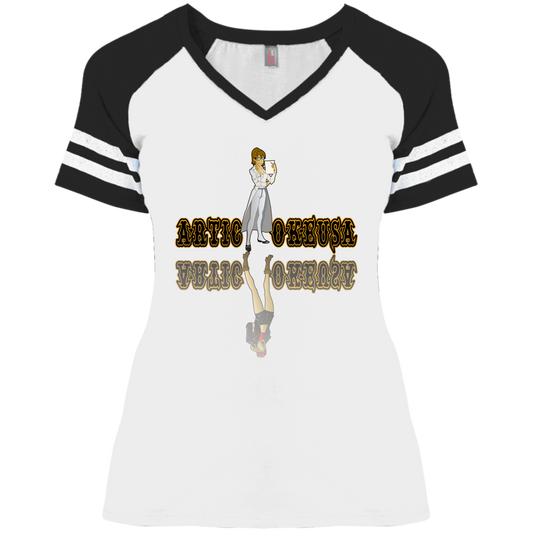 ArtichokeUSA Custom Design. Façade: (Noun) A false appearance that makes someone or something seem more pleasant or better than they really are.  Ladies' Game V-Neck T-Shirt