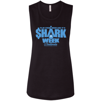 The GHOATS Custom Design. #32. Shark Week. Shark Life. Ladies' Flowy Muscle Tank