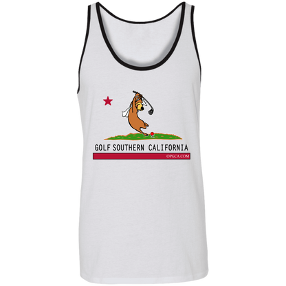 Custom Design #15. Golf Southern California with Yogi Fan Art. 2 Tone Tank 100% Combed and Ringspun Cotton