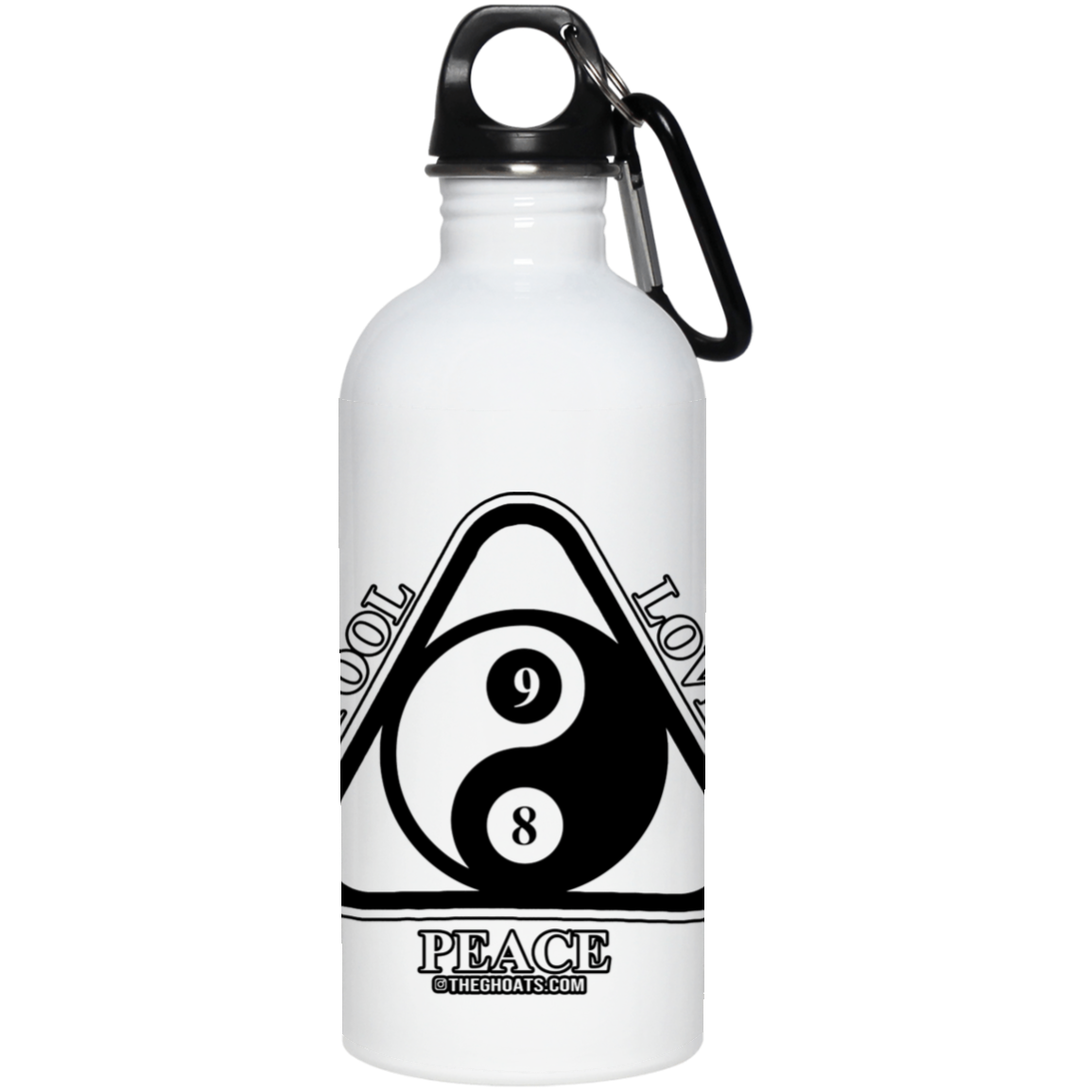 The GHOATS Custom Design #9. Ying Yang. Pool Love Peace. 20 oz. Stainless Steel Water Bottle