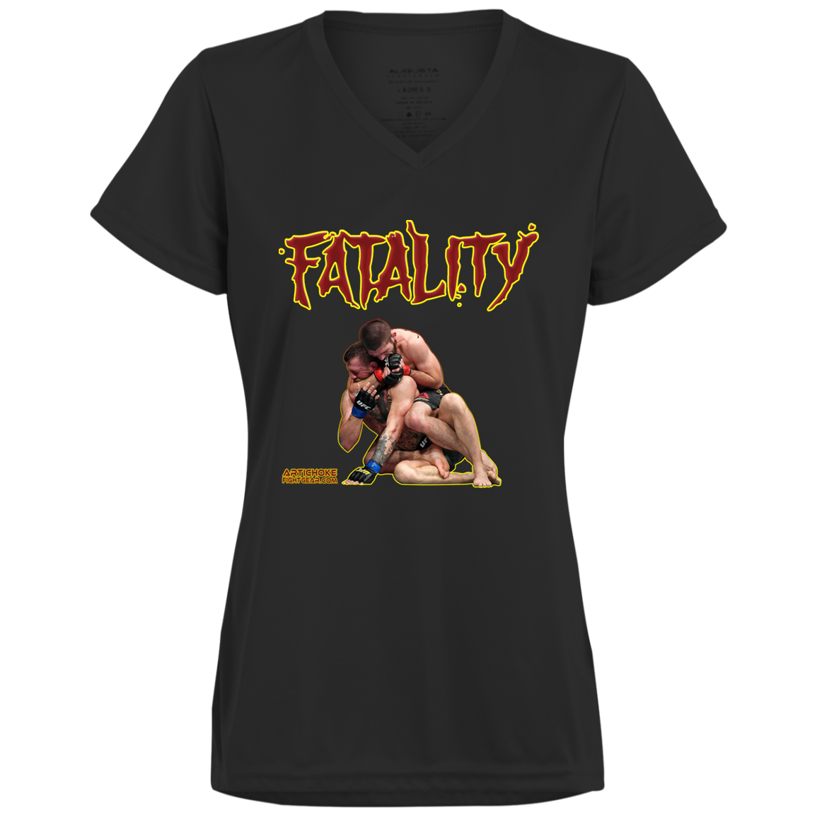 Artichoke Fight Gear Custom Design #21. FATLAITY! Ladies’ Moisture-Wicking V-Neck Tee