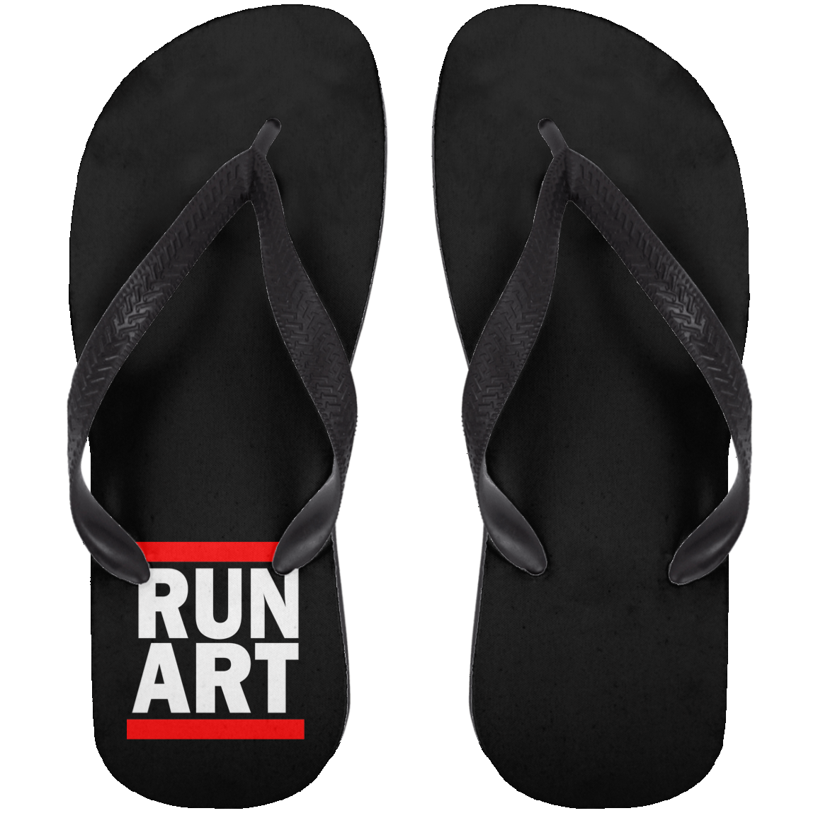 ArtichokeUSA Custom Design. RUN ART. RUN DMC Parody. Adult Flip Flops